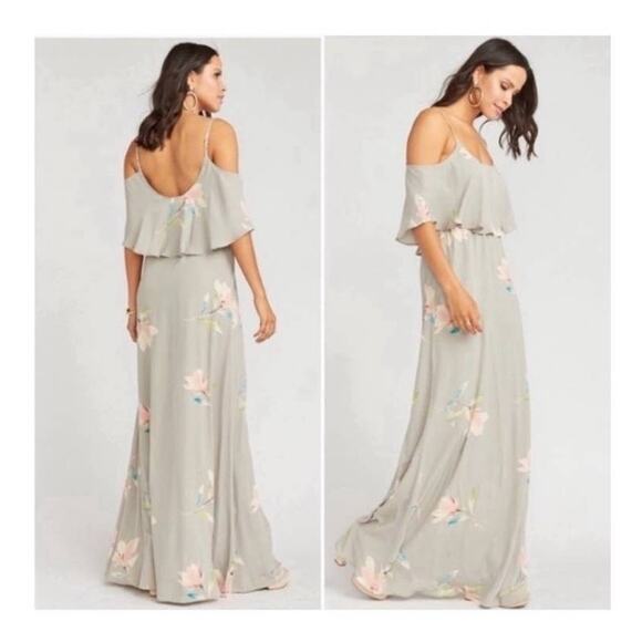 Show Me Your MuMu Caitlin Ruffle Maxi Dress Lily Showers Crisp XS NWT - Picture 9 of 10